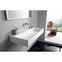 CUBIS washbasin, cast marble, 100x40cm, without tap hole, white