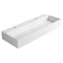 CUBIS washbasin, cast marble, 100x40cm, two tap holes, white