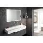 CUBIS washbasin, cast marble, 120x40cm, without tap hole, white