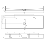 CUBIS washbasin, cast marble, 120x40cm, two tap holes, white