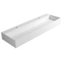 CUBIS washbasin, cast marble, 120x40cm, two tap holes, white