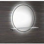 LED taustvalgustusega riiuliga peegel SHARON Ø 80cm, must matt