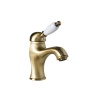 SINGLE LEVER BASIN MIXER WITH POP-UP WASTE WHITE LEVER BRONZE