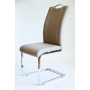 chair INFERNO,beige art. leather, chromed metal feet