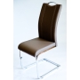chair INFERNO,brown art. leather, chromed metal feet