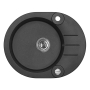 granite basin 59,5x47,5x16 cm, G91 black, automatic siphon