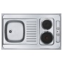 mini kitchen COMBI ELECTRA, 100x60 cm, stainless steel, satin finish, 230V, 3000W, 1,5 m cable included