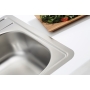 square stainless steel basin MORE 10, 56x50 cm, height 16 cm, waste 3 1/2´´, satin finish. Drain not included.