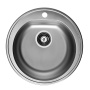 round stainless steel basin FORM 30, diam 51 cm, height 15,5 cm, waste 3 1/2´´, linen texture. Drain not included.