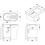 round stainless steel basin with worktop FORM 40, 83.2x43.7 cm, height 15 cm, waste 3 1/2´´, satin finish. Drain not included.