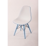 chair Alexis V, white/blue seat, blue feet