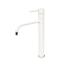 high basin mixer Form A with swivel spout, mat white
