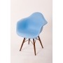 chair Beata, blue, light brown feet