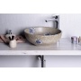 PRIORI ceramic basin, stone/blue pattern