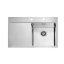 square stainless steel basin with worktop PURE 40 right, 86x51 cm height 20.5 cm, satin finish. Automatic drain 3 1/2´´included.