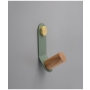 hook 4x13 cm, blueish green/shiny brass, painted metal+wood