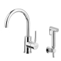 basin mixer Form A with movable spout and bidet spray, chrome