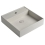 QUADRADO concrete washbasin including waste, 46x46 cm, white sandstone