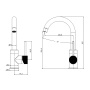 Ribbed basin mixer, gunmetal (anthracite), with swivel spout