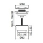 Universal 1”1/4 click-clack Cherry, outlet with screw 0-63 mm, brushed rose gold