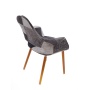 armchair Arne, grey patchwork, dark brown wooden feet