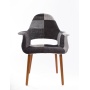 armchair Arne, grey patchwork, dark brown wooden feet