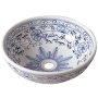 PRIORI ceramic basin diameter 42cm, ceramic, white color with blue painting