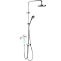 Shower column without mixer, fixed head- and handshower, round, chrome
