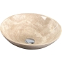 BLOK 1 stone washbasin diameter 40cm, polished beige travertin